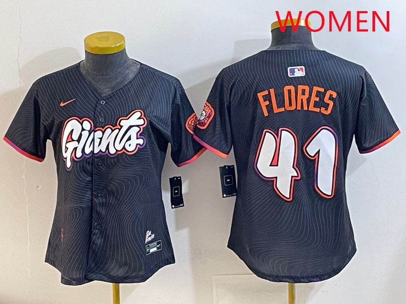 Women San Francisco Giants #41 Flores Black Joint Name 2025 Nike MLB Jersey style 1